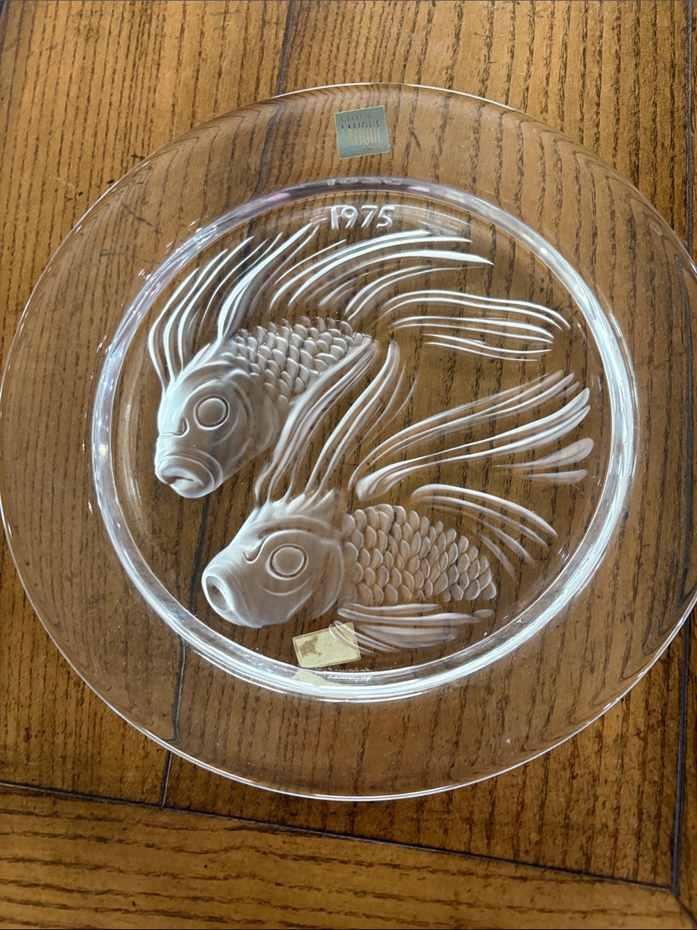 Lalique Clear Crystal Dual Fish Plate